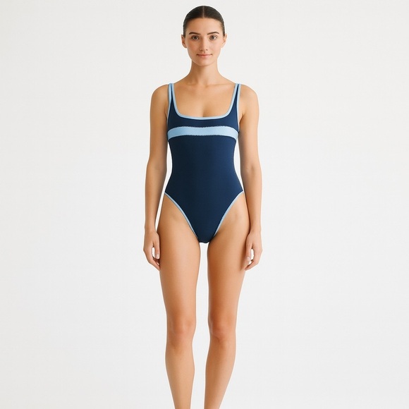 Miraclesuit One Piece Shaping Swimsuit Navy Blue and Blue Size 18